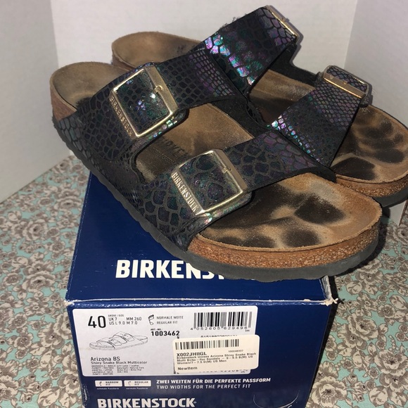 birkenstock arizona shiny snake black multicolor